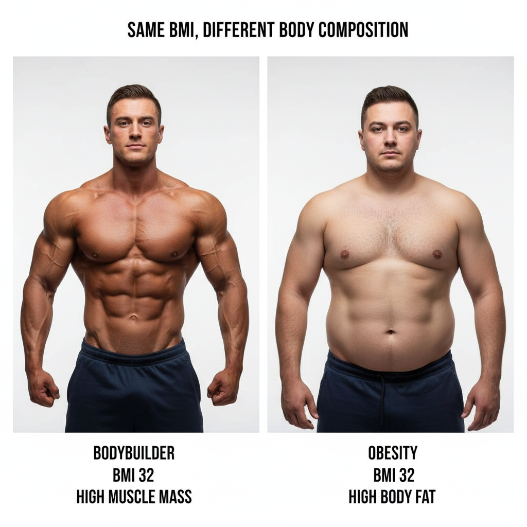 comparison of a bodybuilder